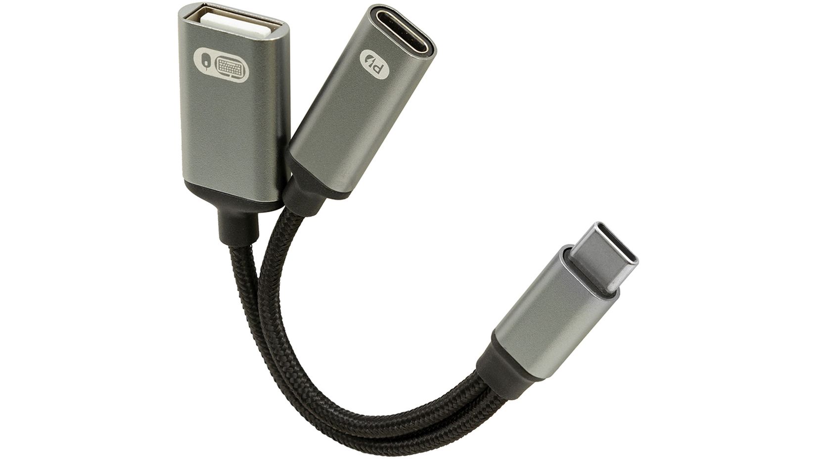 Brodit 216478 USB-C Splitter, PD 60 Watt+ USB-A Data