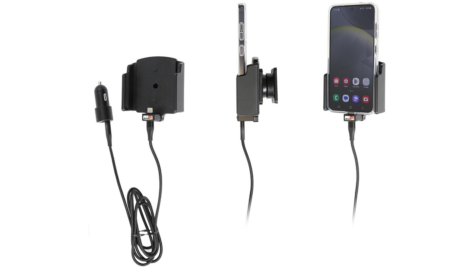 Brodit 721456 Support universel pour appareil, support actif avec câble USB et adaptateur Zigg