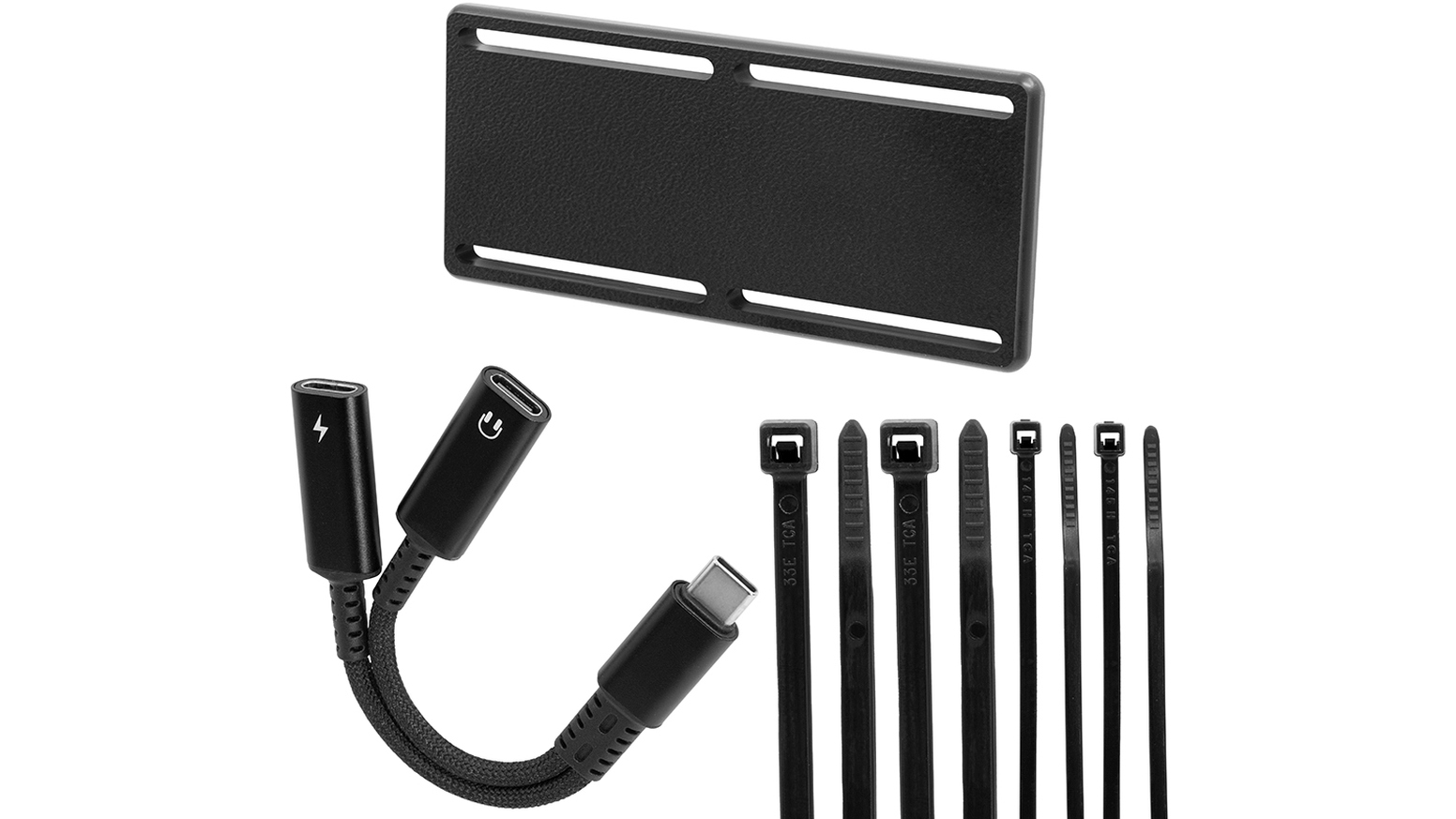 Brodit 216477 USB-C Splitter, PD 60 Watt + Data/Audio mit Kabelhalterung + Kabelbindern