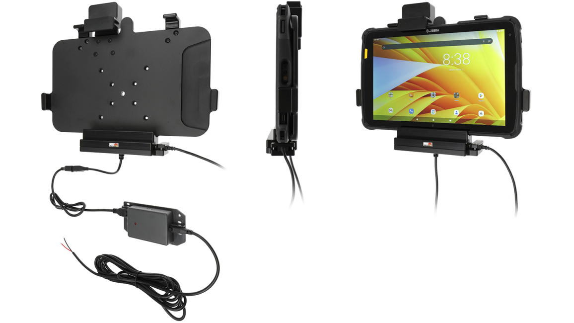 Brodit 747326 Gerätehalterung Zebra ET4x 10" MIT Schutzhülle, mit Ladefunktion und USB-Host und Feder-Verriegelung